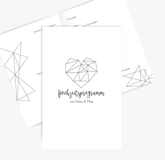 Hochzeit Kirchenheft straight heart Weiß 148x210mm