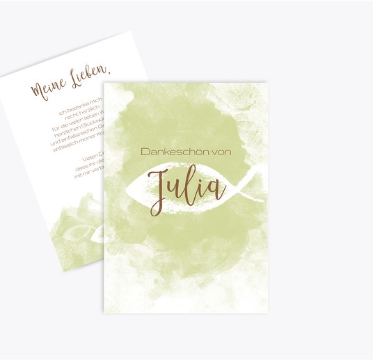 Konfirmation Dankeskarte Aquarelltraum PastellHellGrün 105x148mm