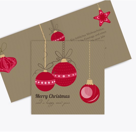 Grußkarte Bunte Kugeln WeinRot 145x145mm