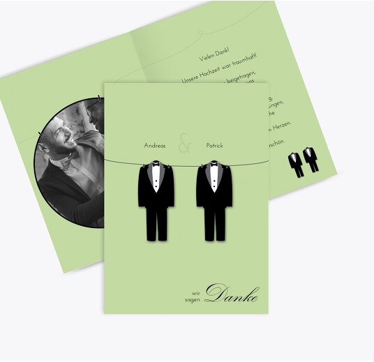Hochzeit Dankeskarten suits MattGrün 105x148mm