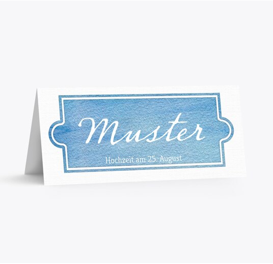 Hochzeit Tischkarte Vogelpaar MattBlau 100x44mm