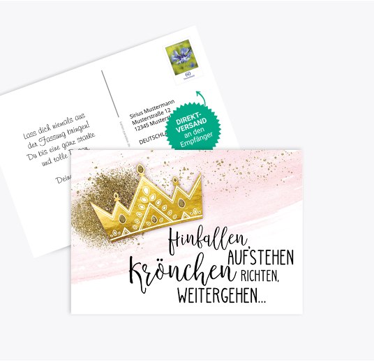 Spruchkarte Krone Weiß 148x105mm