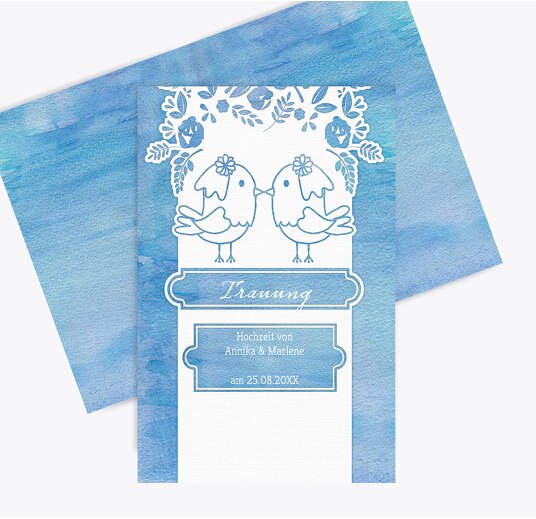 Kirchenheft Umschlag Vogelpaar - Frauen MattBlau 148x210mm