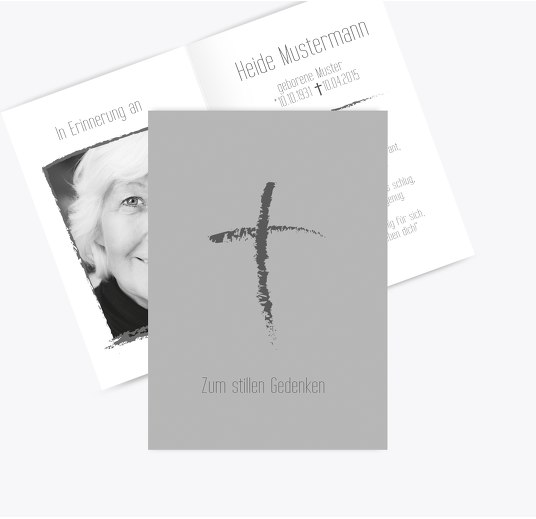 Sterbebildkarte Kreidekreuz Grau 74x105mm