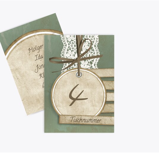 Tischnummer Vintage Lace hellgrünblau 105x148mm