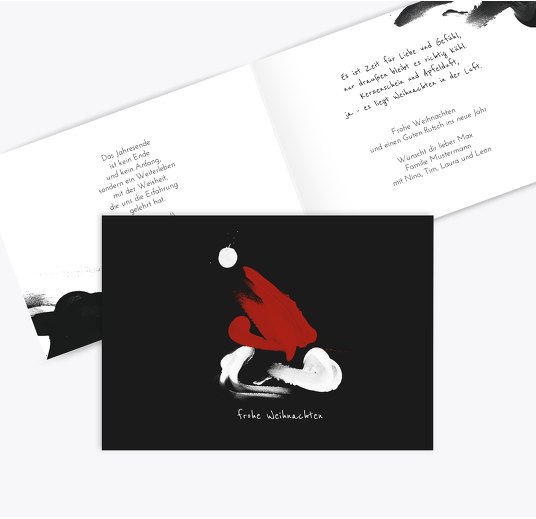 Grußkarte Weihnachten Farbenmütze Schwarz 148x105mm