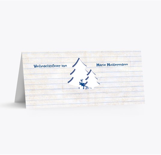 Tischkarte Elchenwald Blau 100x44mm