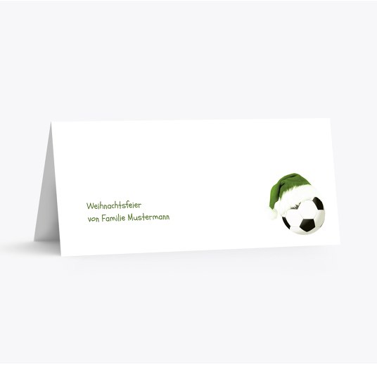 Tischkarte Fußballmütze Grasgruen 100x44mm