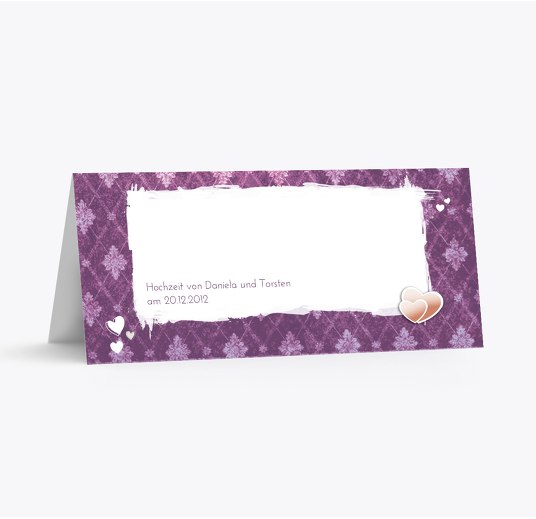 Hochzeit Tischkarte Liebesbündnis Lila 100x44mm