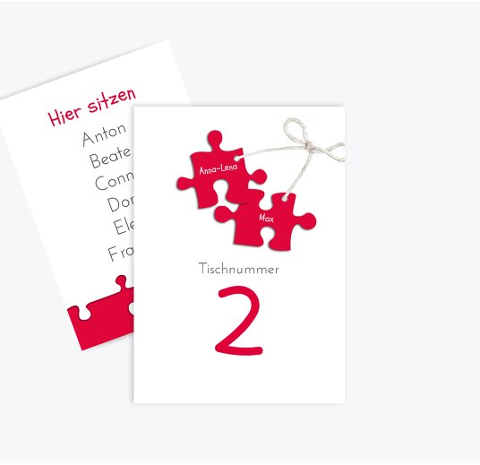 Tischnummer Puzzleteile Rot 105x148mm