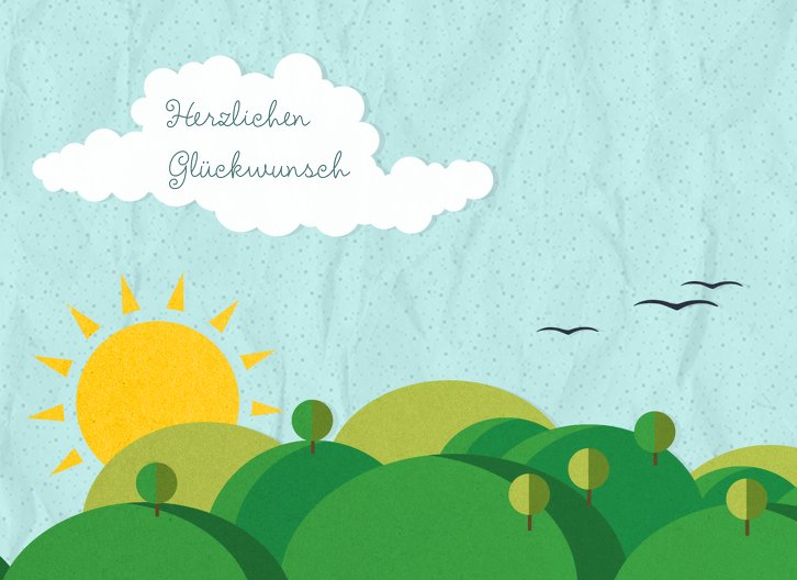 Ansicht 3 - Glückwunschkarte zur Geburt Sommerlandschaft