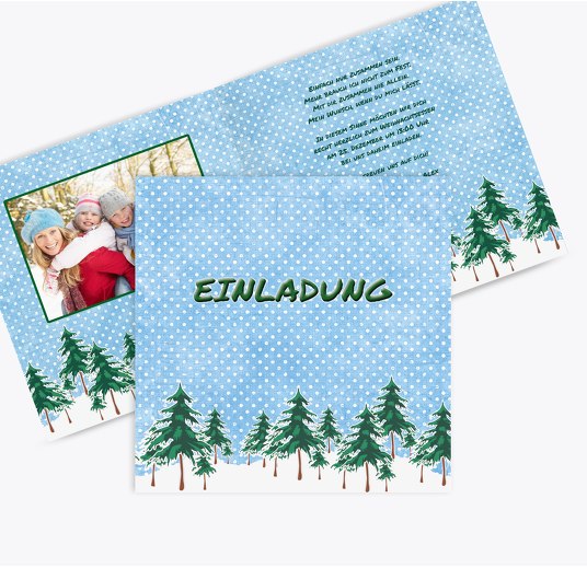 Foto Einladung Schneewald DunkelGrün 145x145mm
