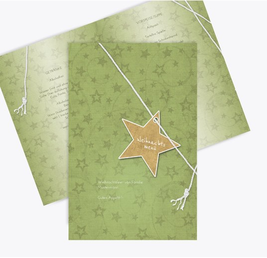 Menükarte Sternenschnur MattGrün 148x210mm