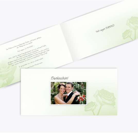 Hochzeit Danke Din Rose Hellgrün 215x105mm
