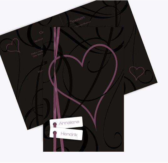 Hochzeit Menükarte Band Lila 148x210mm