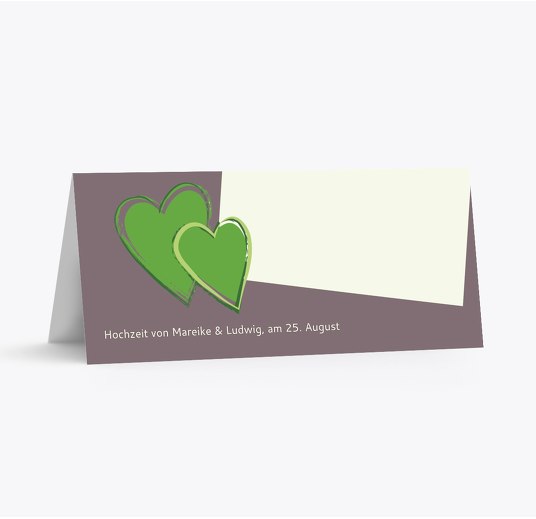 Hochzeit Tischkarte Eheglück LilaBraun 100x44mm