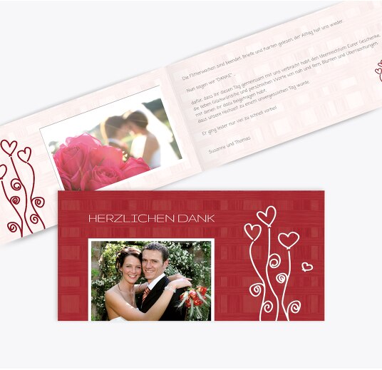 Hochzeit Dankeskarte Liebestraum WeinRot 215x105mm