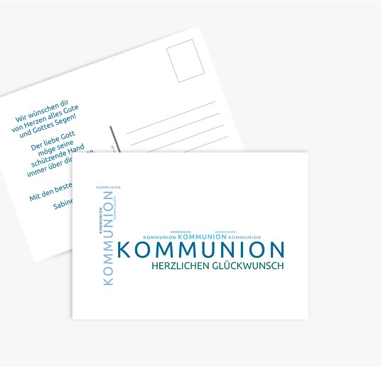 Glückwünsche zur Kommunion Script Türkisdunkel 148x105mm
