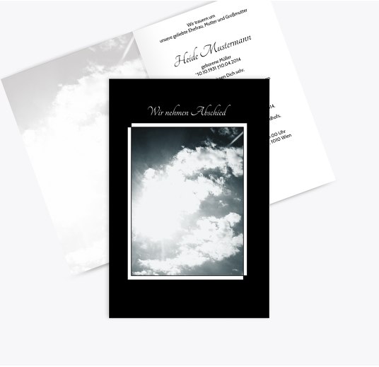 Trauerkarte Wolkenhimmel Schwarz 114x170mm