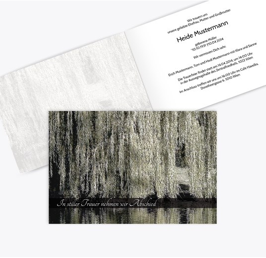 Trauerkarte Flusslandschaft quer Weiß 170x114mm
