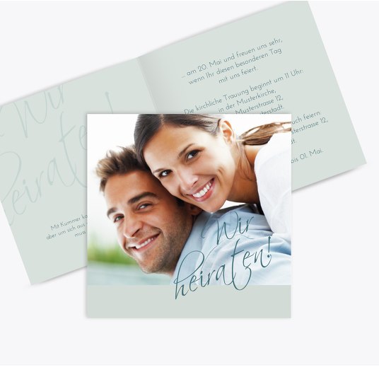 Hochzeit Einladung Liebesbotschaft AquaTürkis 145x145mm