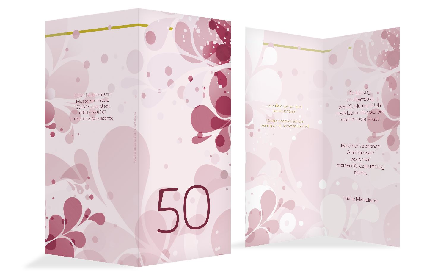 Einladungskarte Flora 50 Selbst Gestalten