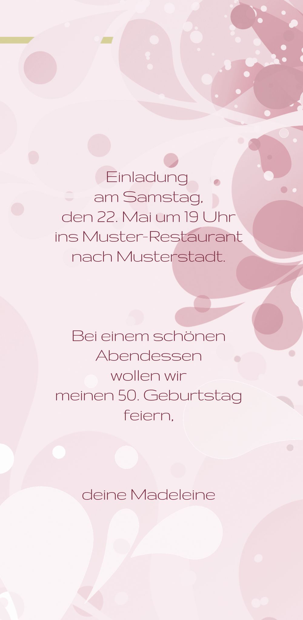 Einladungskarte Flora 50 Selbst Gestalten