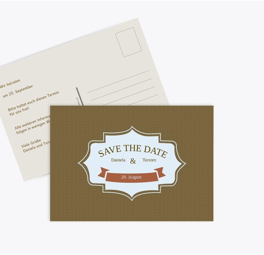 Save-the-Date Harmonie braunmatsch 148x105mm