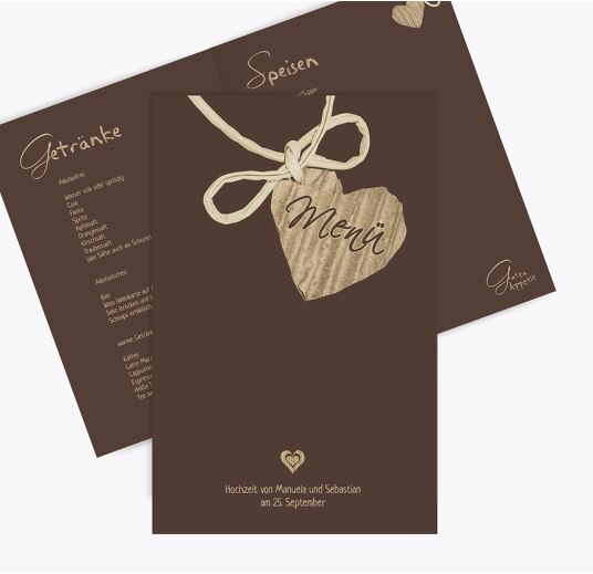Hochzeit Menükarte natürlich Ja braunmatsch 148x210mm