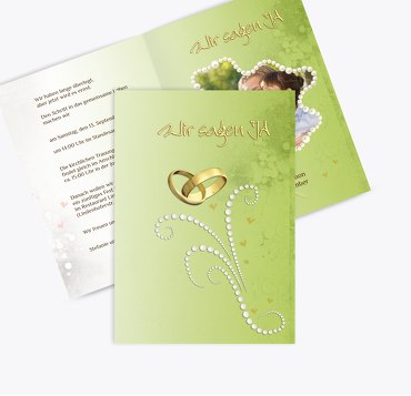 Hochzeit Einladung Eheringe Perlen