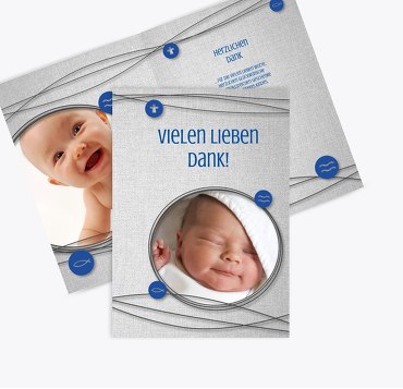 Taufe Dankeskarte Taufsymbole an Schnüren