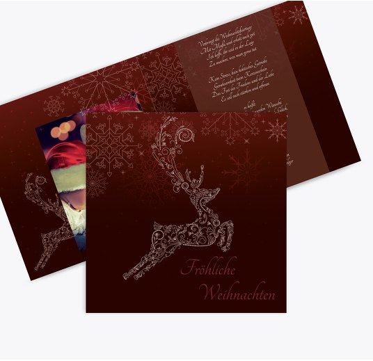 Foto Grußkarte Schnörkelhirsch Dunkelrotbraun 145x145mm