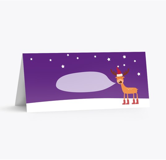 Tischkarte Rentier Lila 100x44mm