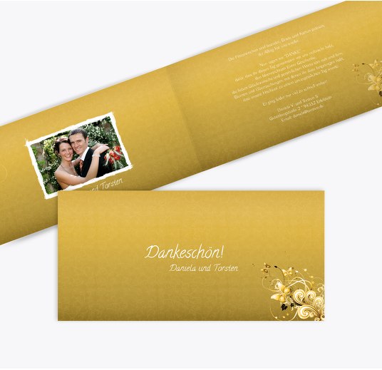 Hochzeit Danke Din Liebeswunder DunkelGelb 215x105mm