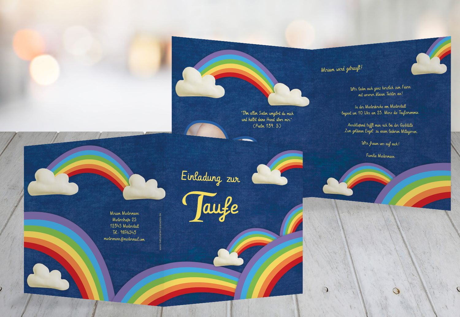 Taufkarte Regenbogenfantasie selbst gestalten!