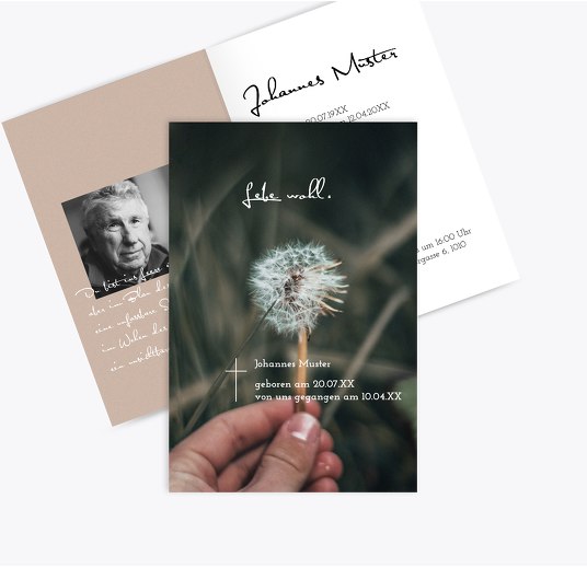 Trauerkarte Im Wind TürkisGrauMatt 114x170mm