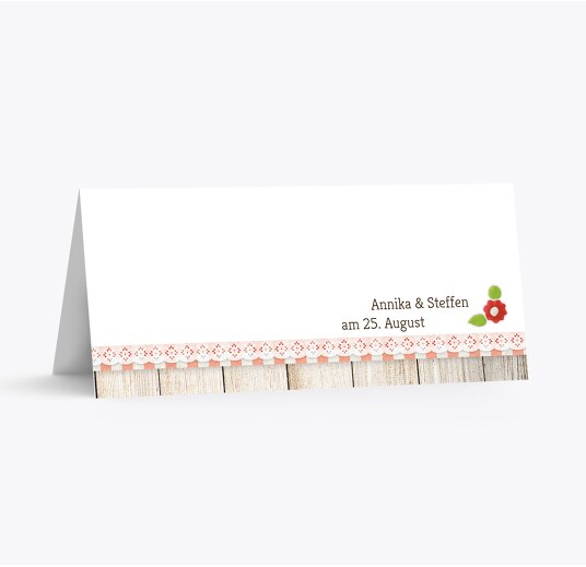 Hochzeit Tischkarte München Rot 100x44mm