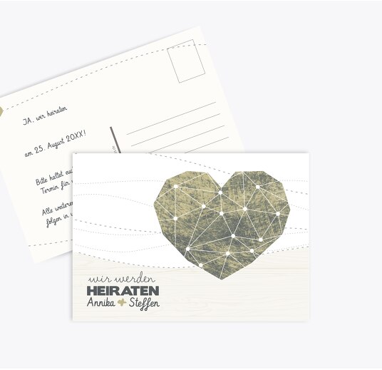 Save-the-Date Sternenbild Matschgruen 148x105mm