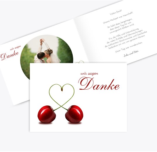 Hochzeit Dankeskarte Kirsche WeinRot 148x105mm