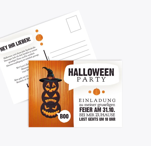 Halloweenkarte Kürbisköpfe