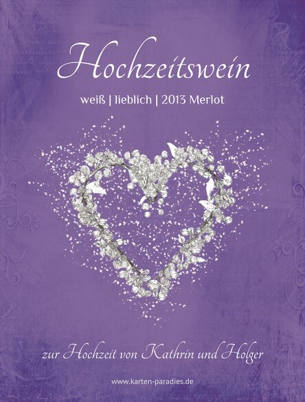 Ansicht 2 - Hochzeit Flaschenetikett glamour heart