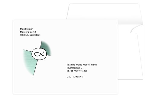 Umschlag geteilte Vielfalt TürkisGrauMatt 161x114mm