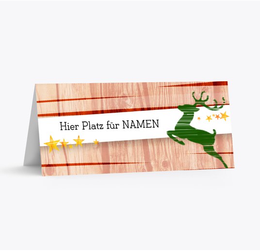 Tischkarte farbiges Rentier Rot 100x44mm