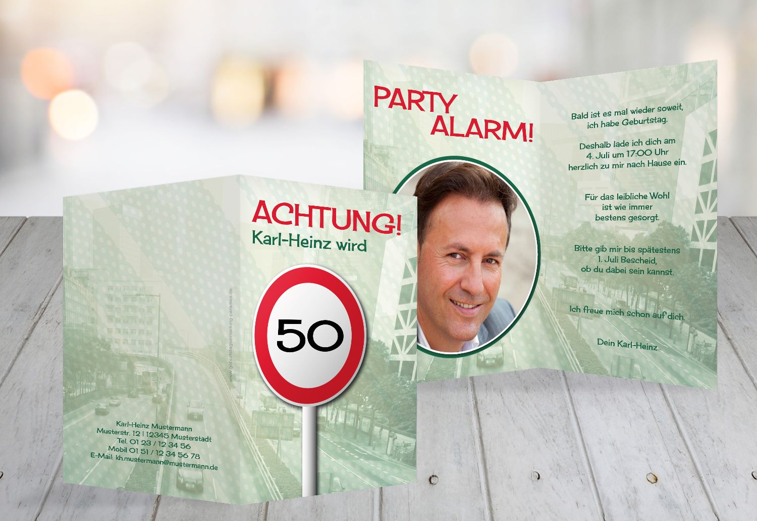 Einladung Begrenzungsschild 50 Foto selbst gestalten!