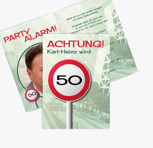 Einladung Begrenzungsschild 50 Foto