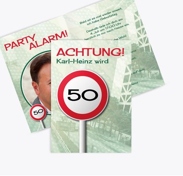 Einladung Begrenzungsschild 50 Foto