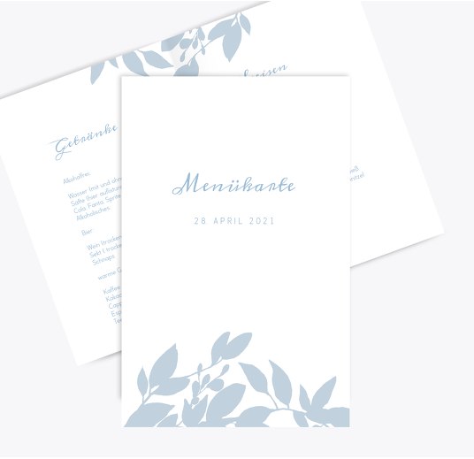 Hochzeit Menükarte Blauregen HellgrauBlau 148x210mm