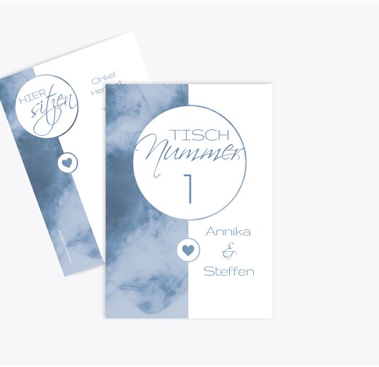 Tischnummer Sanft MattBlau 105x148mm