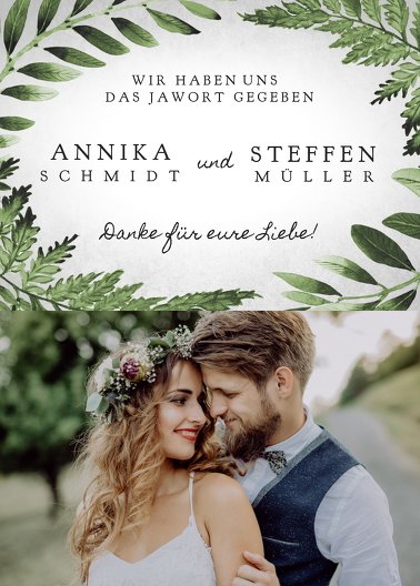 Ansicht 2 - Hochzeit Dankeskarte Blätterwerk