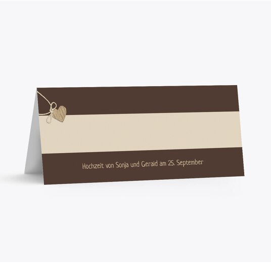 Hochzeit Tischkarte natürlich Ja braunmatsch 100x44mm
